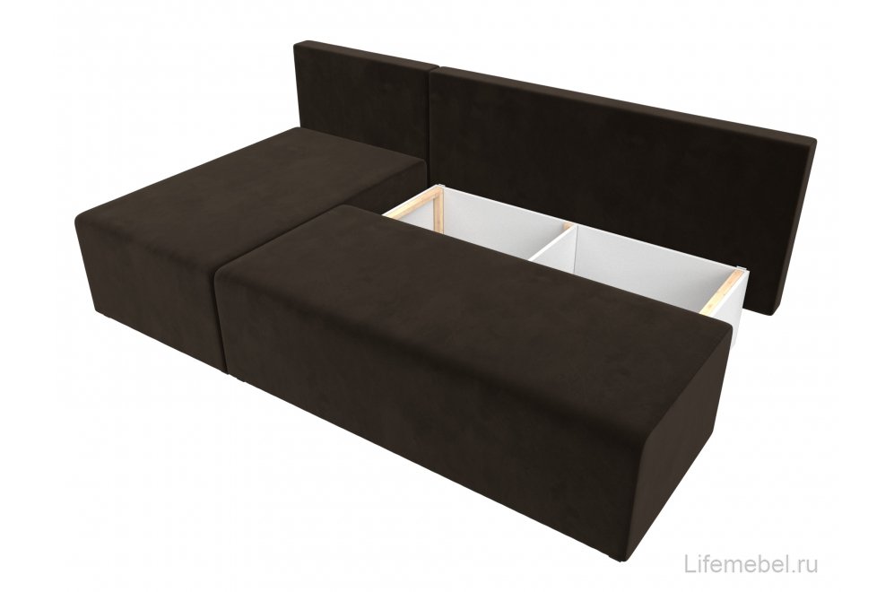 Диван угловой Поло левый коричневый микровельвет