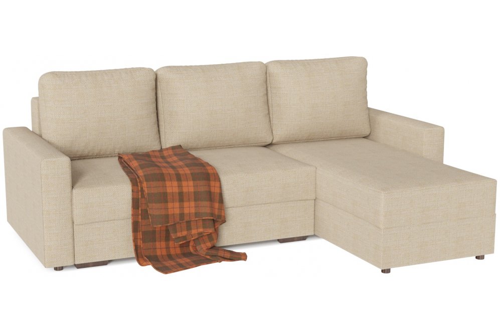 Диван угловой Порту (Торонто) дельфин рогожка бежевый правый 