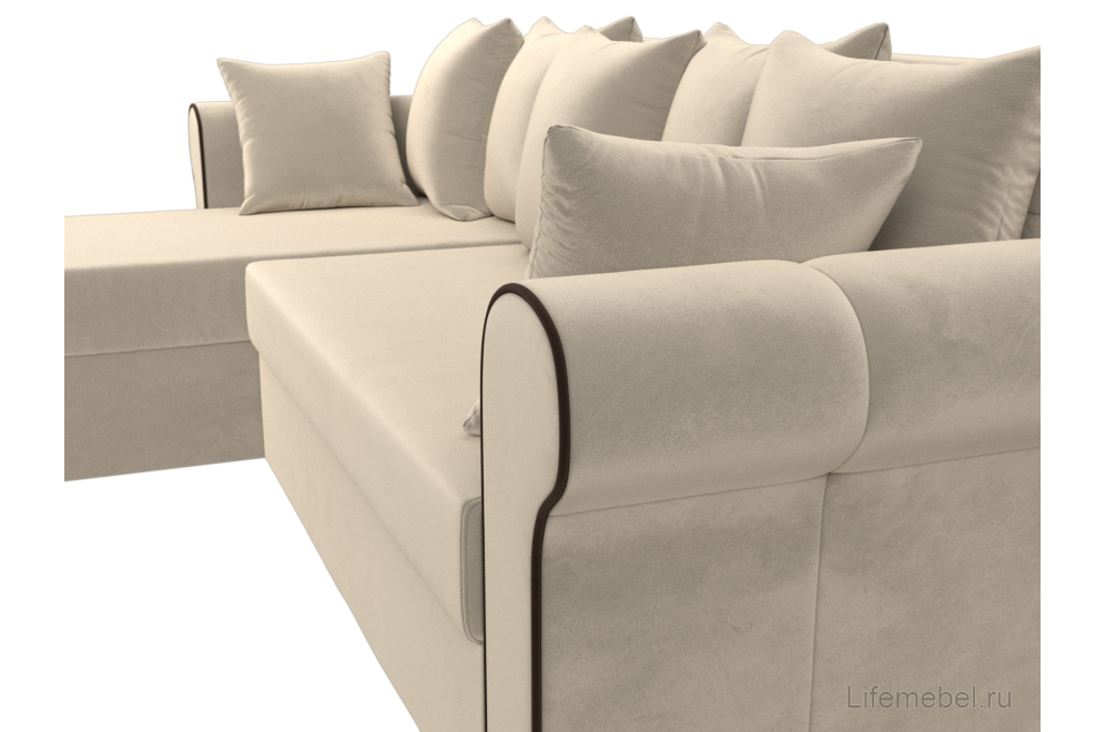 Диван угловой Прайм-Сити левый бежевый микровельвет