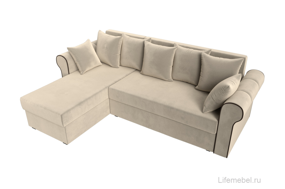 Диван угловой Прайм-Сити левый бежевый микровельвет
