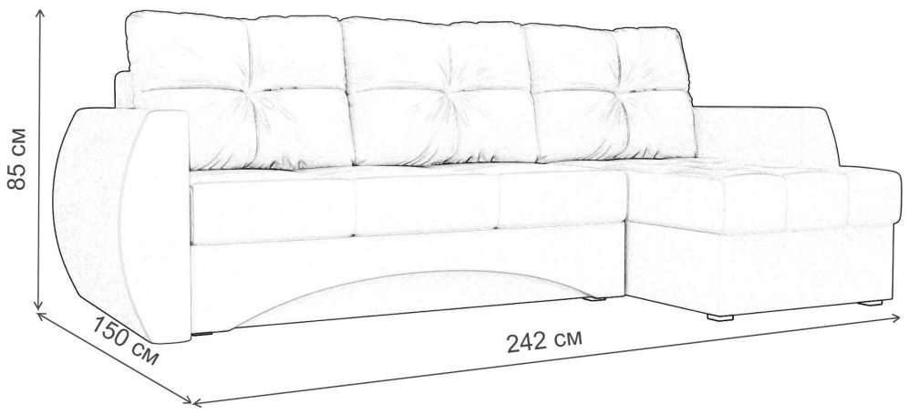Диван угловой Сатурн правый белая / черная экокожа