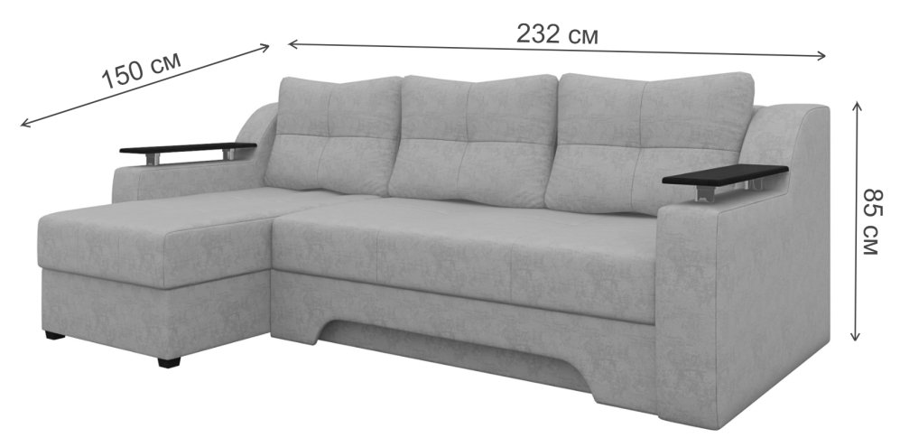 Диван угловой Сенатор микровельвет красный / черный левый