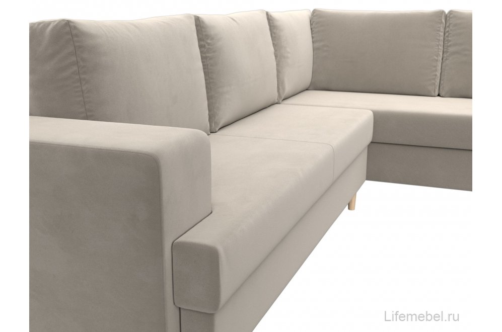 Диван угловой Фиджи правый микровельвет бежевый