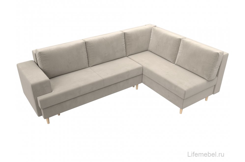 Диван угловой Фиджи правый микровельвет бежевый