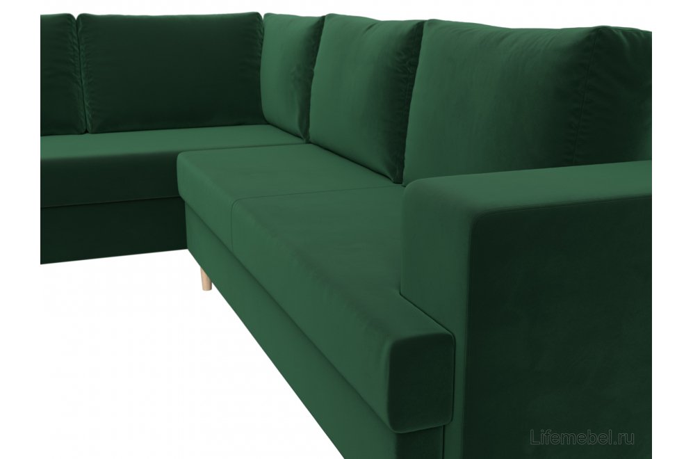 Диван угловой Сильвана велюр MR зеленый левый
