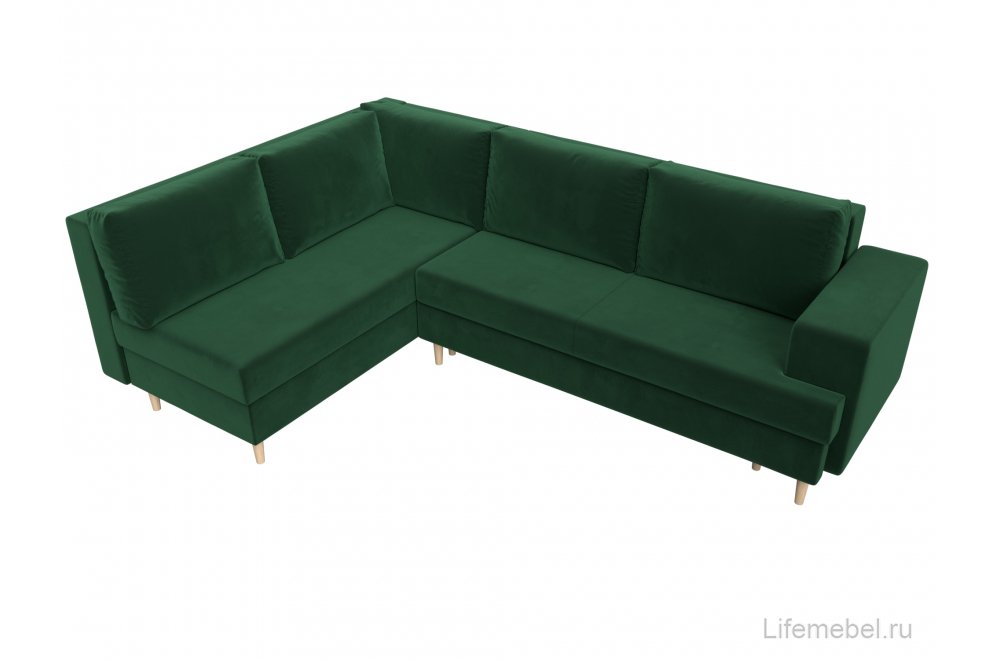 Диван угловой Сильвана велюр MR зеленый левый
