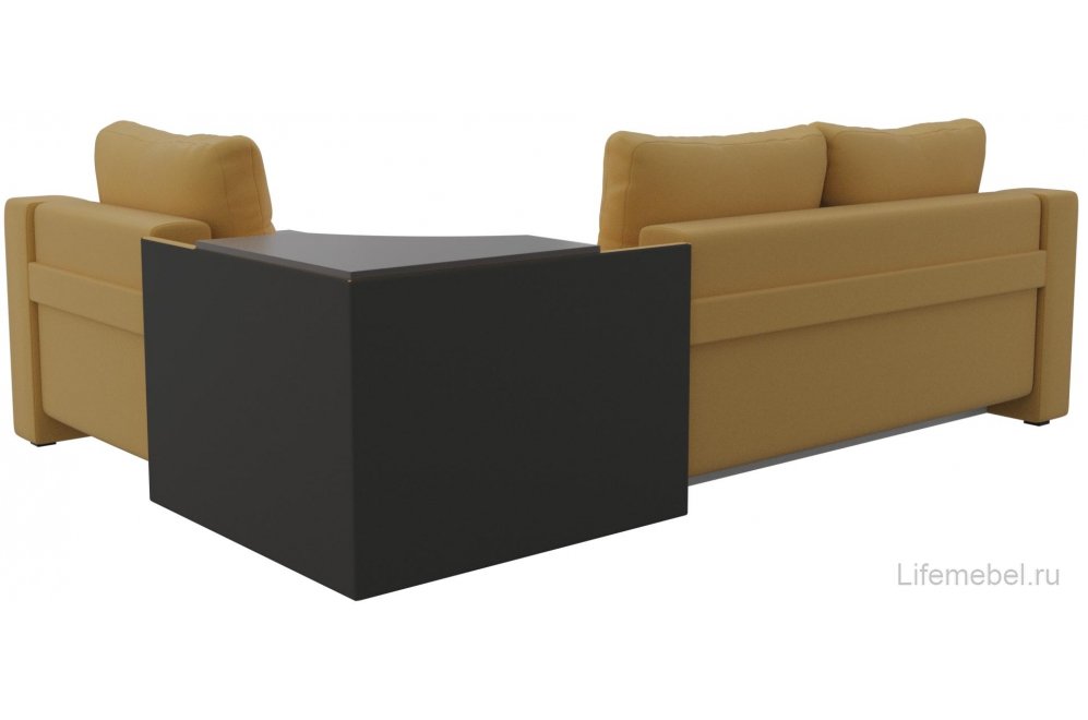 Диван угловой Тесей правый микровельвет желтый