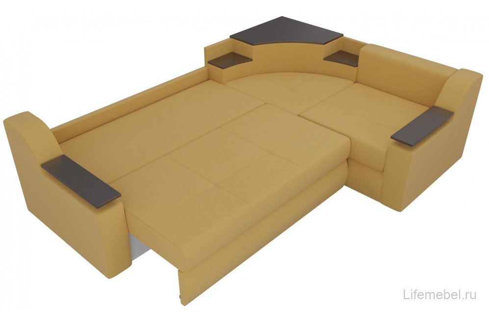 Диван угловой Тесей правый микровельвет желтый