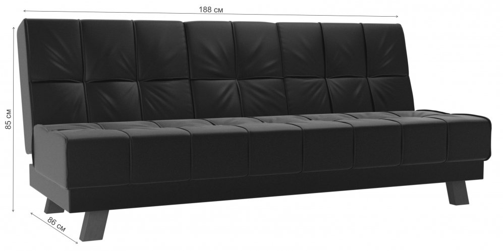 Диван Альта-Арт эко кожа черный прямой
