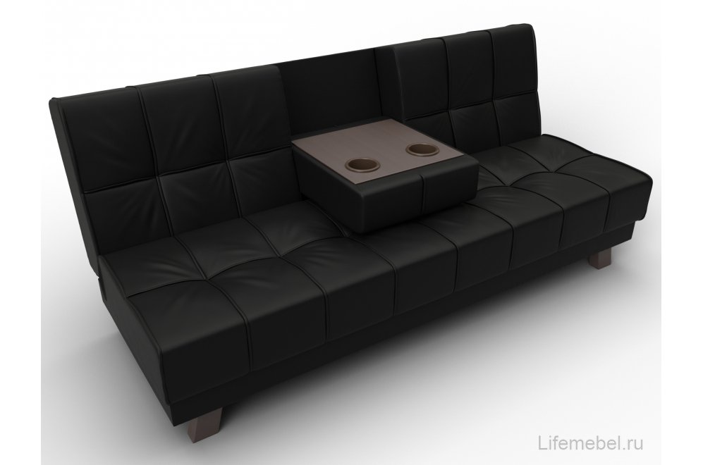 Диван Альта-Арт эко кожа черный прямой