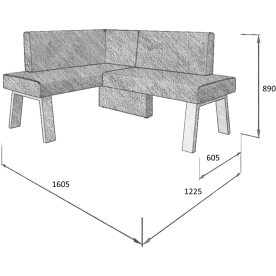 Диван Alto 120-158 L левый