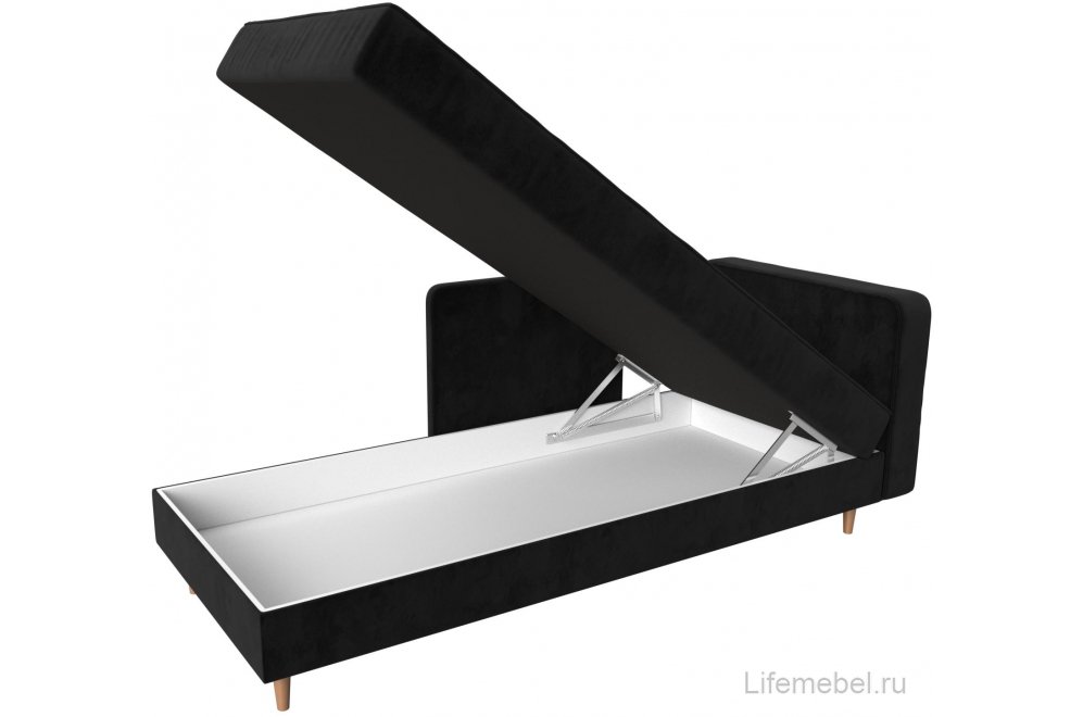 Кушетка Тайра велюр черный правый