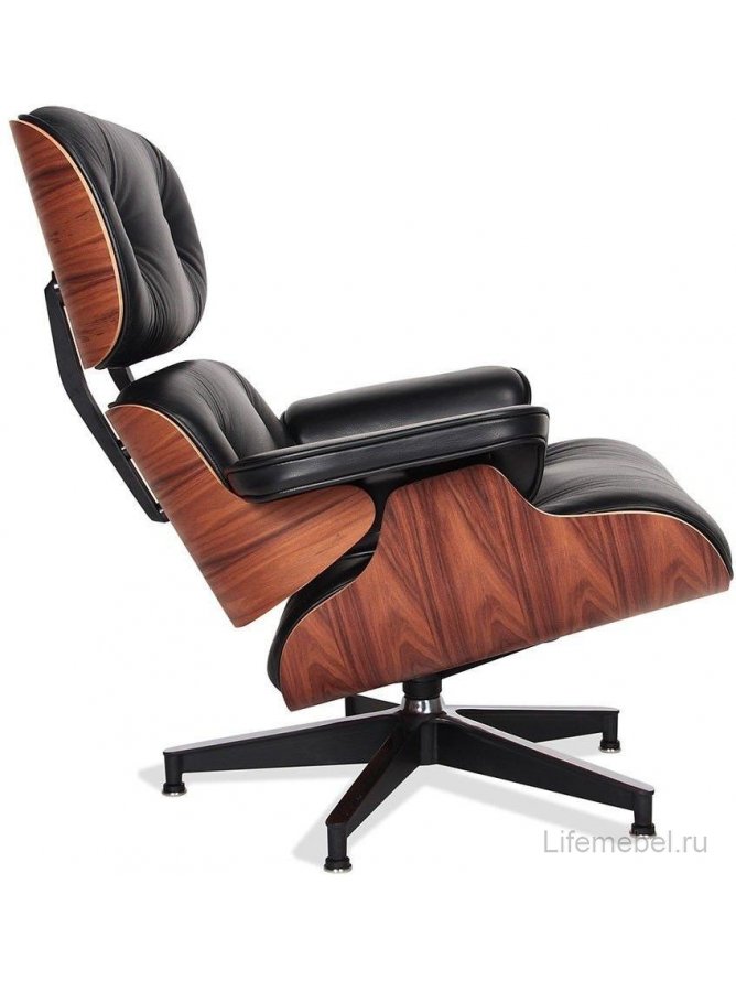 Кресло Eames Lounge chair черный оттоманка Eames Lounge chair черная