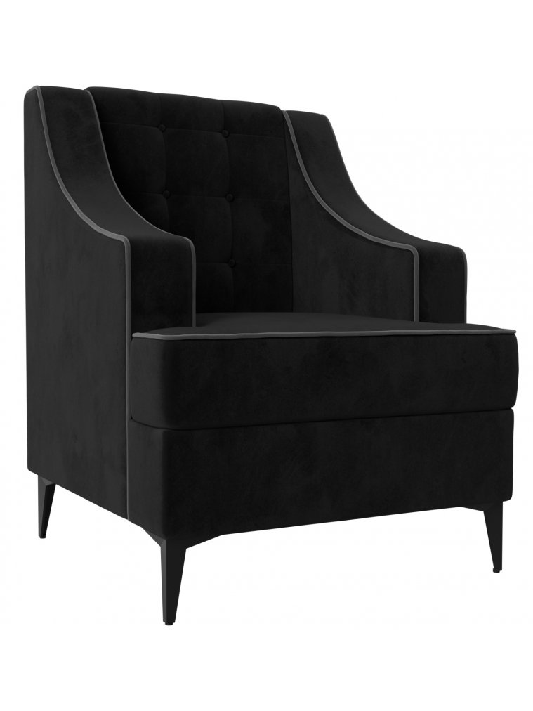 Кресло Ривер-Софт черный / серый велюр