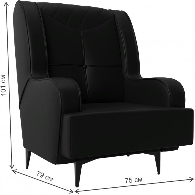 Кресло Неаполь черная экокожа