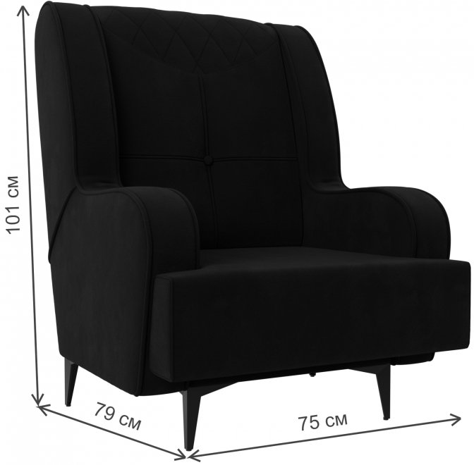 Кресло Неаполь черный микровельвет