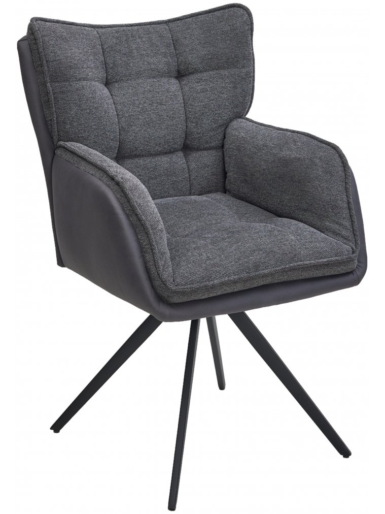 Кресло Ortega 180 поворотное brego-16 темно-серый / maison 95 темно-серый pu / черный