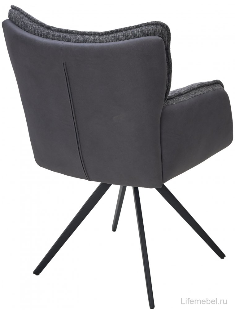 Кресло Ortega 180 поворотное brego-16 темно-серый / maison 95 темно-серый pu / черный