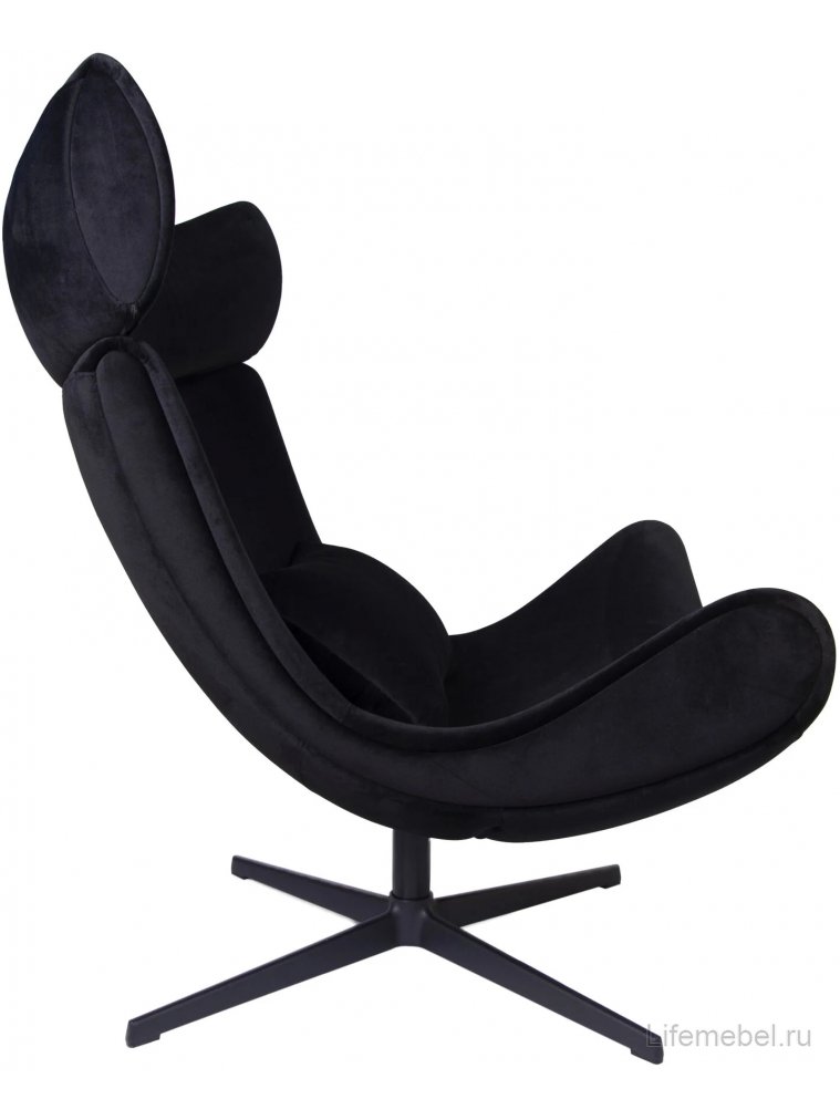 Кресло Рунду с подушкой бархат черный
