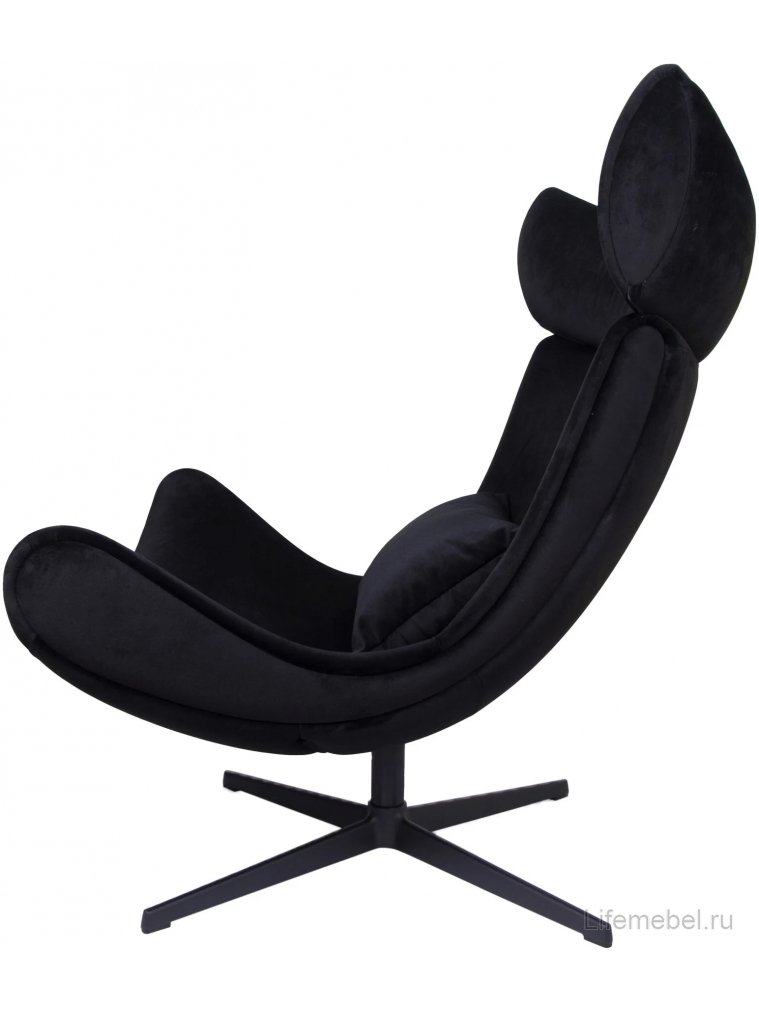 Кресло Рунду с подушкой бархат черный