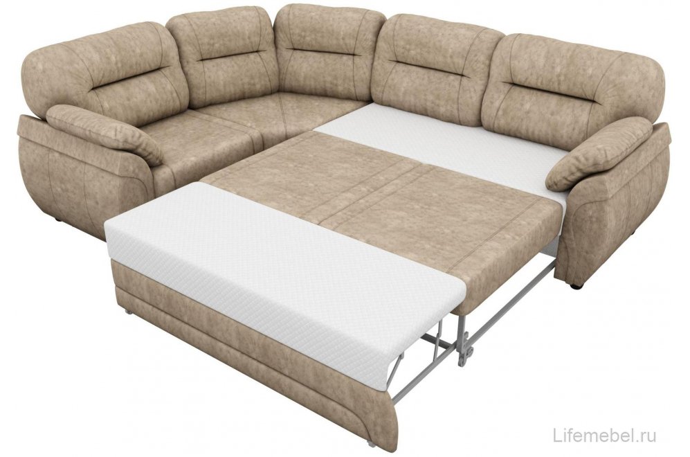 Диван угловой Капри велюр бежевывй левый