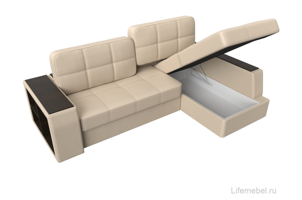 Диван угловой Брюссель эко-кожа бежевый правый