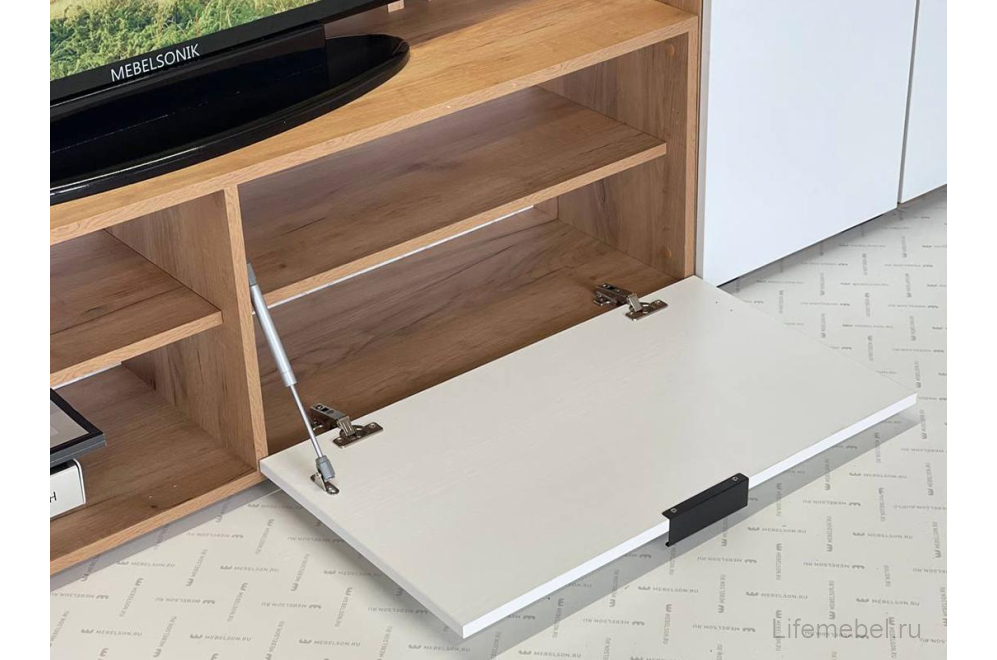 Готовая гостиная Бери дуб крафт золотой / белое дерево