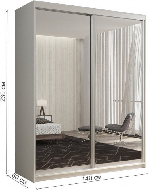 Шкаф-купе Кааппи 1 140х60 белый бриллиант