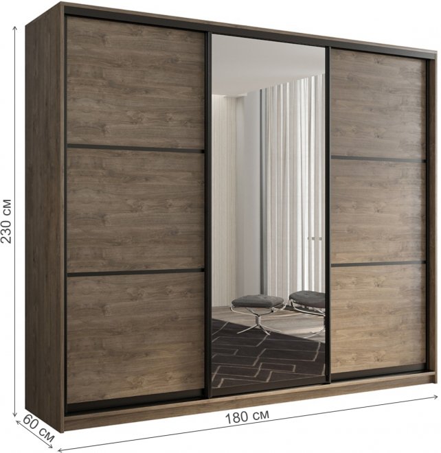 Шкаф-купе Кааппи 2 180х60 дуб харбор эспрессо