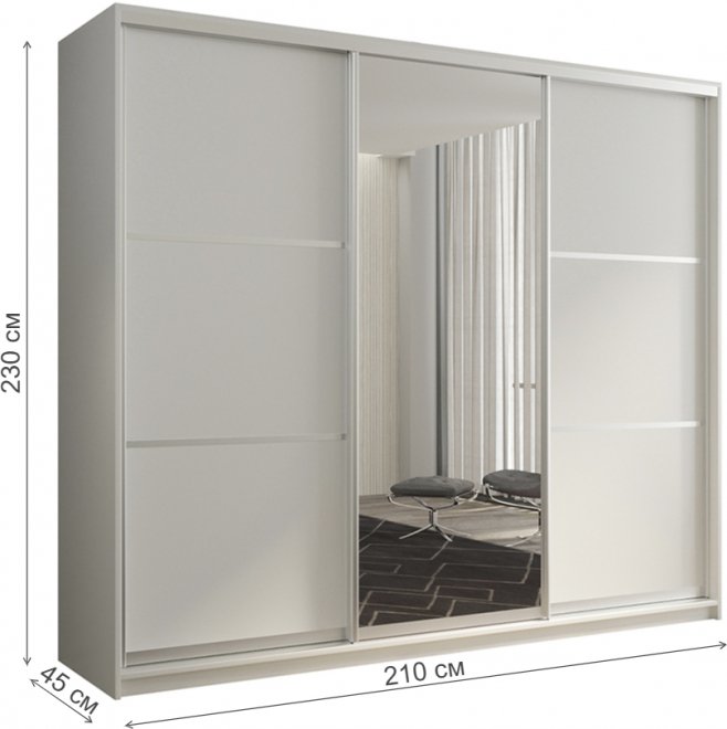 Шкаф-купе Кааппи 2 210х45 белый бриллиант