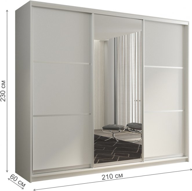 Шкаф-купе Кааппи 2 210х60 белый бриллиант