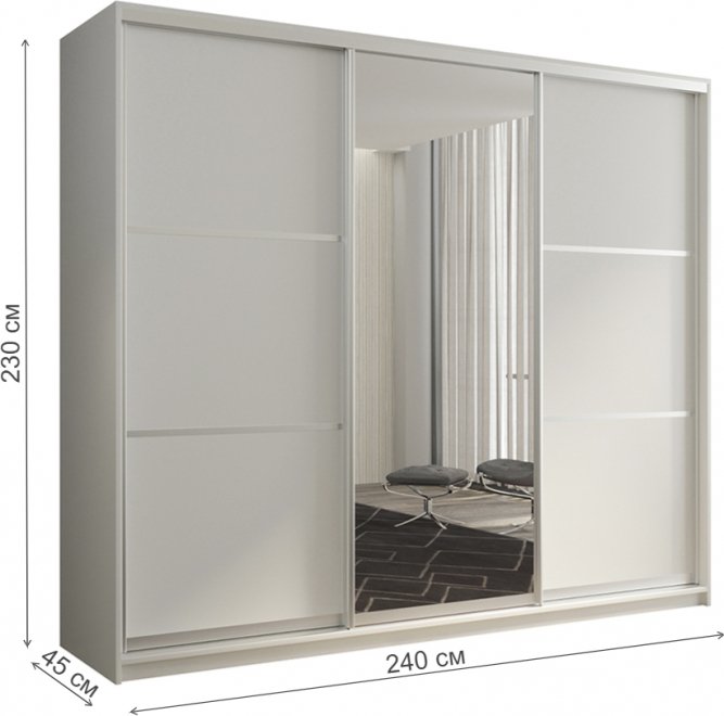 Шкаф-купе Кааппи 2 240х45 белый бриллиант