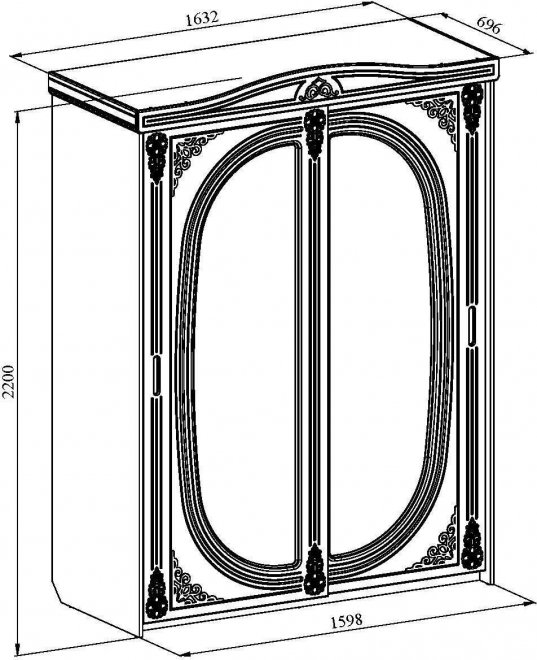 Шкаф-купе Ассоль АС-16 белое дерево