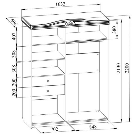 Шкаф-купе Ассоль АС-20 белое дерево