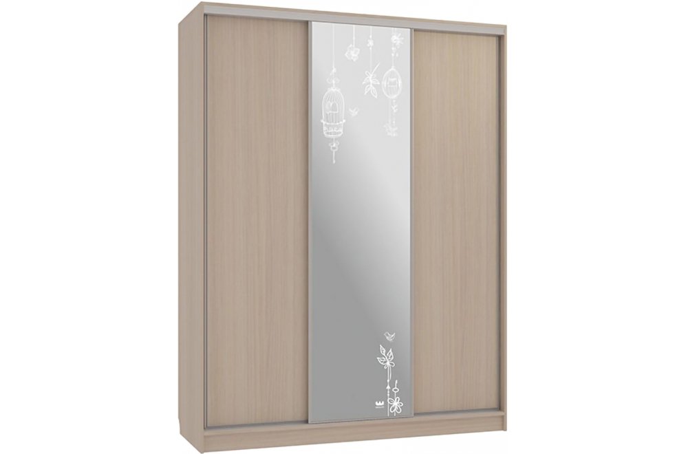 Шкаф-купе Бассо 1-600 птицы дуб млечный
