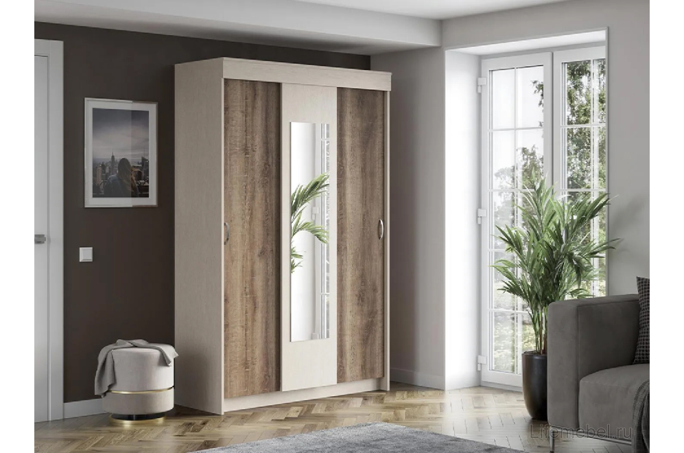 Шкаф-купе Бассо дуб атланта / дуб сакраменто