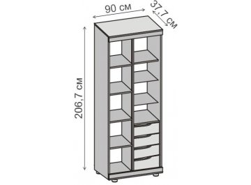 Шкаф-купе Эдвард-5 ясень темный / ясень светлый