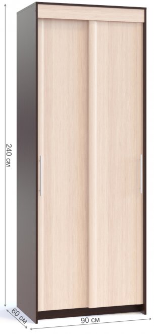 Шкаф-купе Контур ШР-96.2 венге / беленый дуб