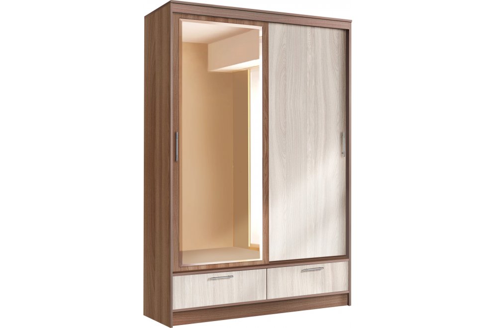Шкаф-купе 008 ясень темный / ясень светлый