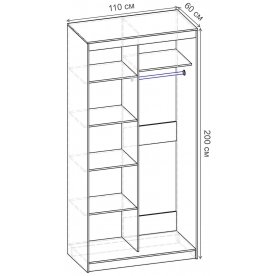 Шкаф-купе Риф 2 ШК.022.1100-28 вариант 3