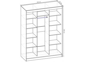 Шкаф-купе Риф 3 ШК.026.1600-01/21 вариант 2