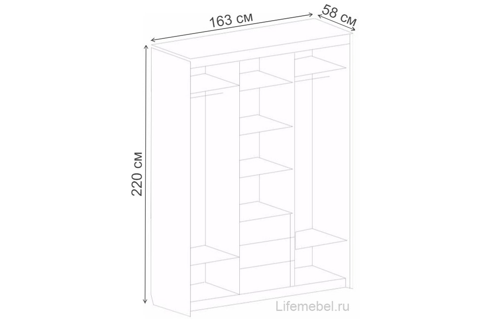Шкаф-купе ШК-05 дуб молочный  - Уцененный экземпляр