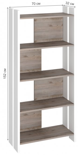 Стеллаж Беина 152 см белый / нельсон
