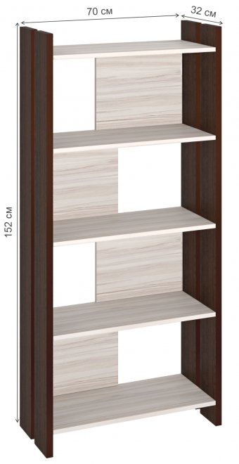 Стеллаж Беина 152 см венге / карамель