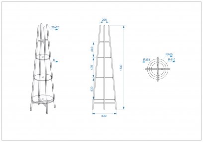 Стеллаж 47ED-00501 прозрачное стекло / золото