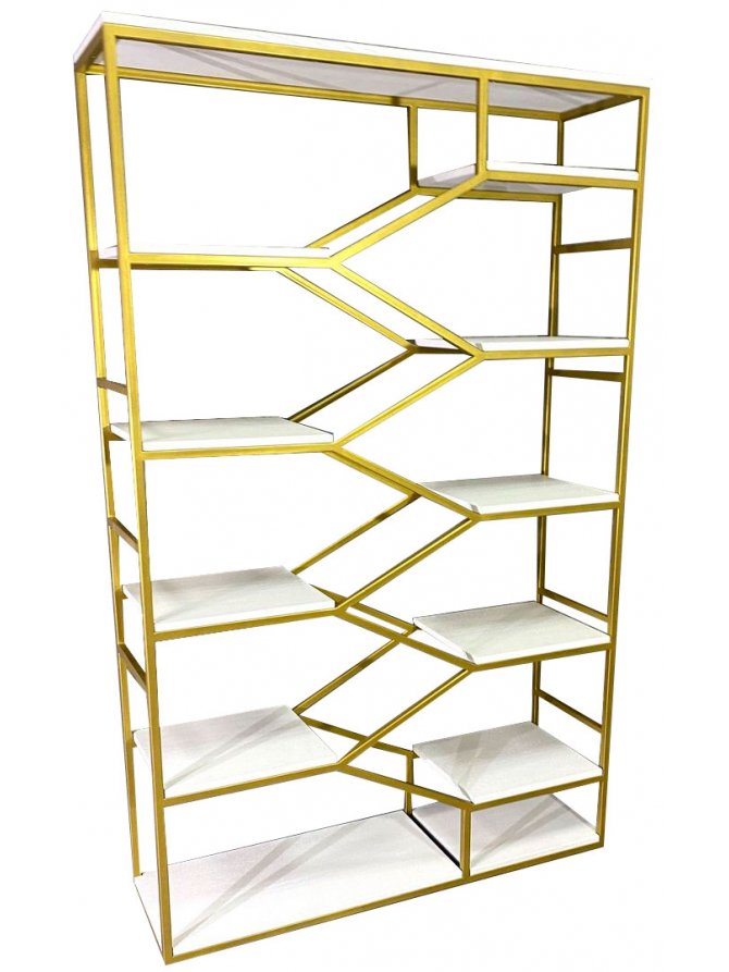 Стеллаж Akur Loft Dayton металлокаркас золотой декор белый