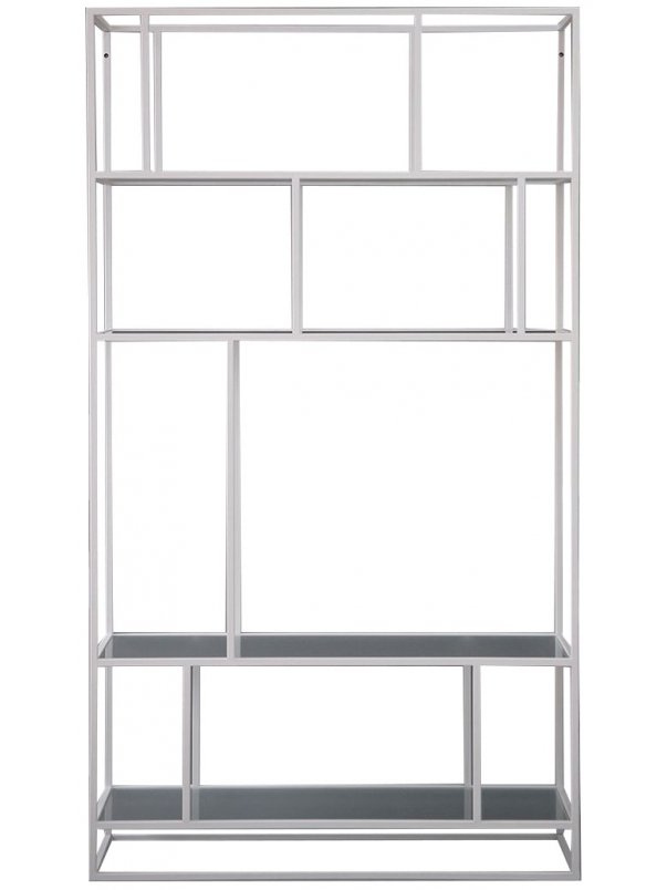 Стеллаж Akur Loft Orlando металлокаркас белый матовое стекло