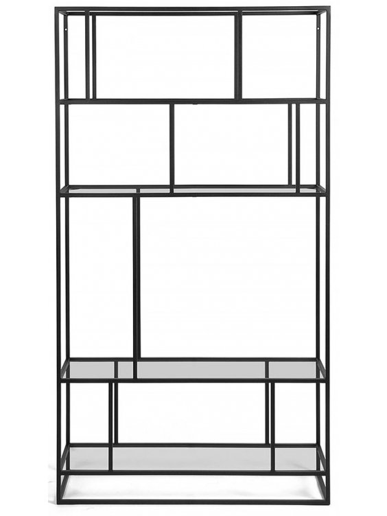 Стеллаж Akur Loft Orlando металлокаркас черный прозрачное стекло