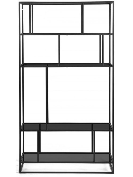 Стеллаж Akur Loft Orlando металлокаркас черный тонированное стекло