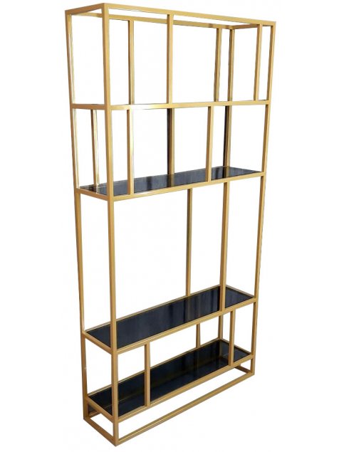 Стеллаж Akur Loft Orlando металлокаркас Золото тонированное стекло